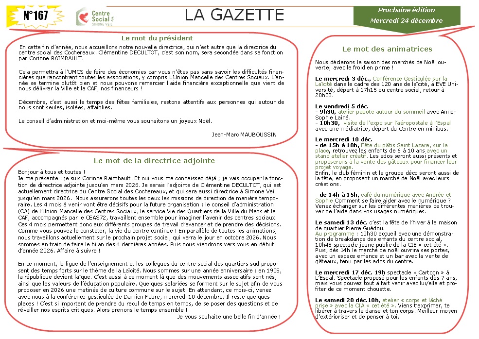 La Gazette du mois
