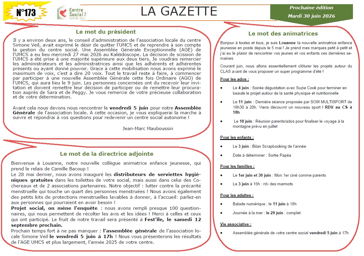La Gazette du mois