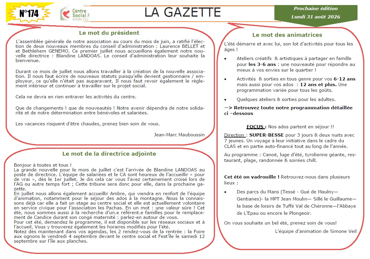 La Gazette du mois