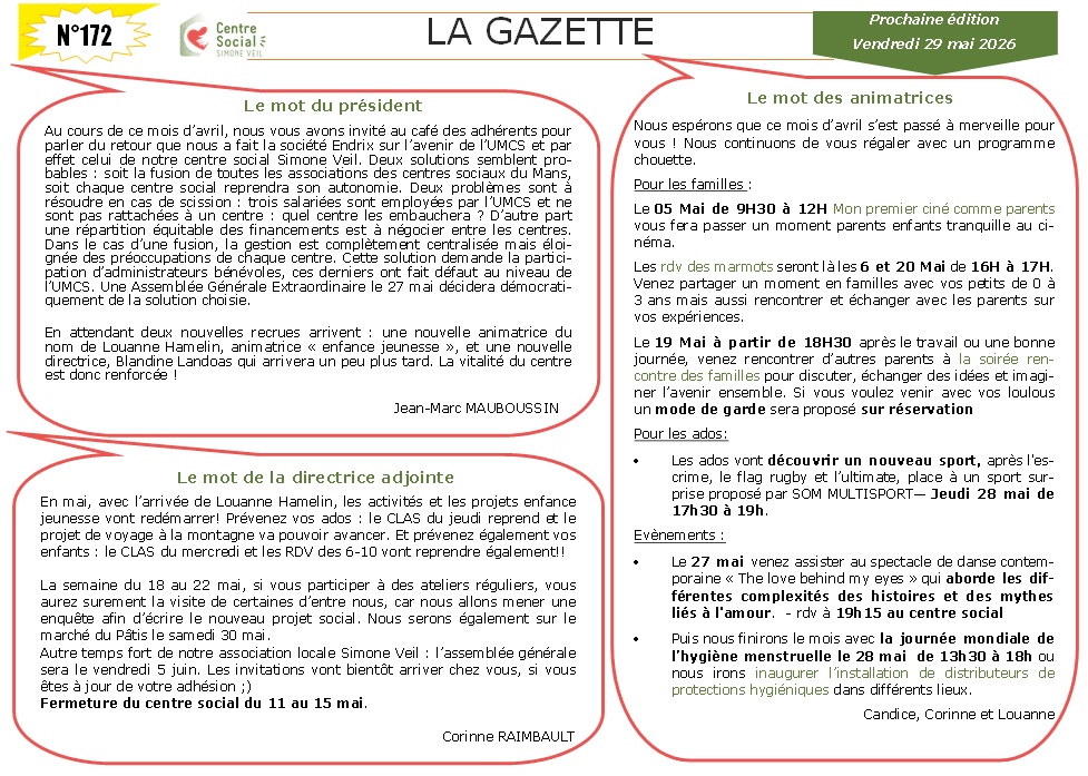 La Gazette du mois